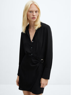 Mango Mango Košilové šaty Bela 57096308 Černá Regular Fit