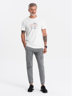 Ombre Ombre Joggers kalhoty OM-PADJ-0112 Šedá Regular Fit