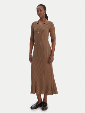 Tommy Hilfiger Tommy Hilfiger Φόρεμα υφασμάτινο WW0WW48447 Καφέ Slim Fit