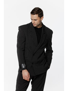 Pilawski Pilawski Marynarka MARYNARKA W PRĄŻEK MĘSKA Czarny Slim Fit