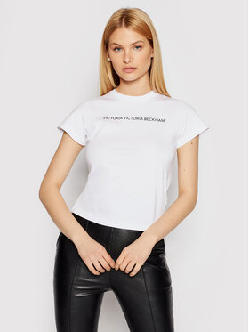Victoria Victoria Beckham Victoria Victoria Beckham Tričko Logo 2121JTS002433A Biela Slim Fit