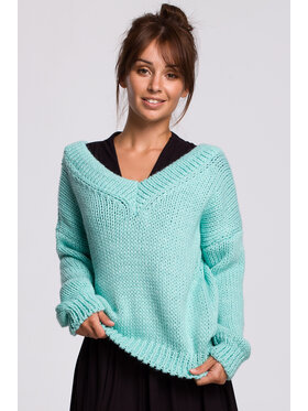 BeWear BeWear Sweter BK046 Zielony Modern Fit