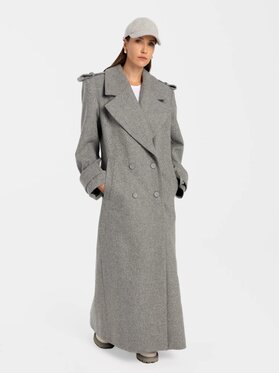 MANDRAGORA MANDRAGORA Płaszcz wełniany Marove Szary Slim Fit