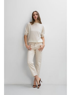 Fobya Fobya Bluzka F2120 Kremowy Basic Fit