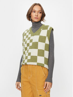 Vans Vans Džemperis Courtyard Checker Sweater Vest VN000F6WBD41 Zaļš Regular Fit