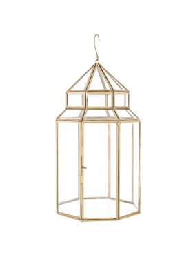 MIAhome MIAhome Lampion złoty ze szkłem wiszący 40 cm Złoty