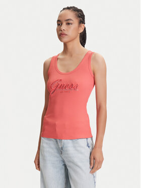 Guess Guess Top W5YP00 KCXJ2 Różowy Regular Fit