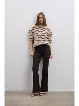 Fobya Fobya Sweter F2112 Beżowy Basic Fit