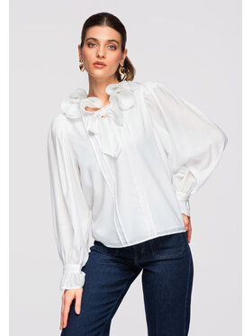 Ombre Ombre Bluzka OW-TS-E0031 Biały Loose Fit