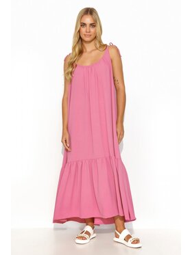 Makadamia Makadamia Sukienka letnia M836 Różowy Loose Fit