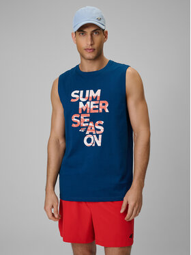 4F 4F Tank top BEACHWEAR Turkusowy Regular Fit