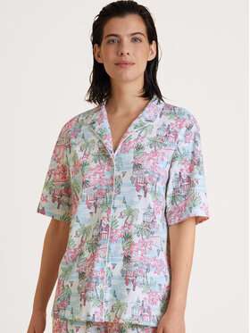 Calida Calida Koszula piżamowa 14055 Niebieski Comfortable Fit