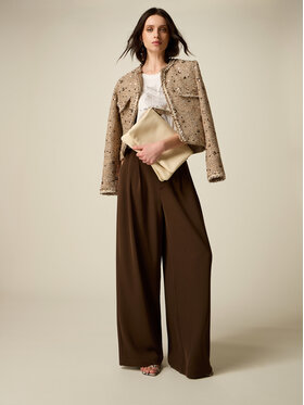 Oltre Oltre Spodnie materiałowe P006J002658N032 Brązowy Baggy Fit