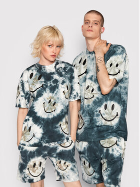 Market Market Majica Unisex SMILEY Shibori Dye 399001107 Modra Relaxed Fit