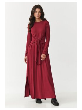 Makadamia Makadamia Sukienka dzianinowa M894 Bordowy A-Line Fit