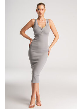 Nudyess Nudyess Vestito di maglia Louisiana midi z prążka Grigio Fitted Fit