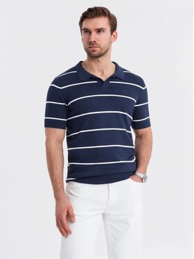Ombre Ombre Polo OM-POSS-0145 Granatowy Regular Fit