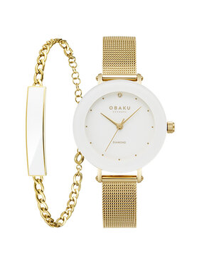 Obaku Obaku Zegarek V299LXGWMG-EJBGW+BRANSOLETA Złoty