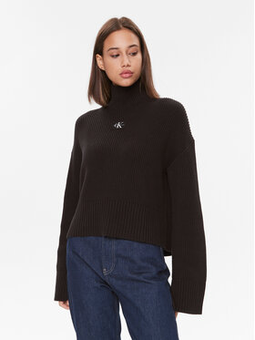 Calvin Klein Jeans Calvin Klein Jeans Dolčevita Label Chunky J20J222250 Crna Relaxed Fit