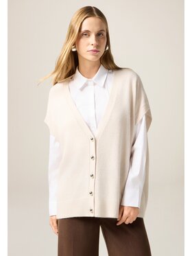 Oltre Oltre Cardigan M510E001887N002 Écru Baggy Fit