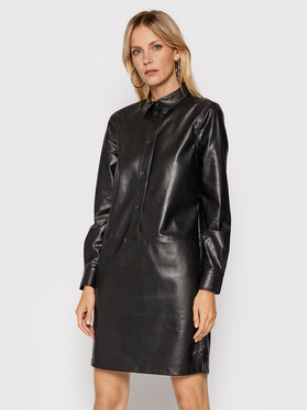 Calvin Klein Calvin Klein Šaty z imitace kůže Pu K20K203411 Černá Regular Fit