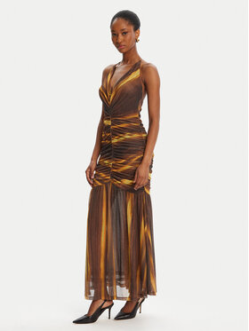 BARDOT BARDOT Sukienka koktajlowa Aries Mesh Maxi 59999DB Brązowy Slim Fit