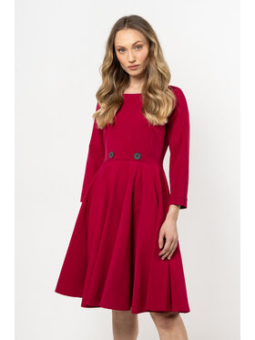Awama Awama Sukienka koktajlowa A708 Bordowy Basic Fit