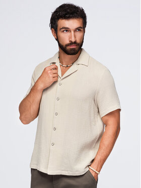Ombre Ombre Koszula OM-SHSS-0223 Beżowy Regular Fit