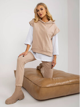 Ex Moda Ex Moda Komplet dresowy 205768 Beżowy Regular Fit