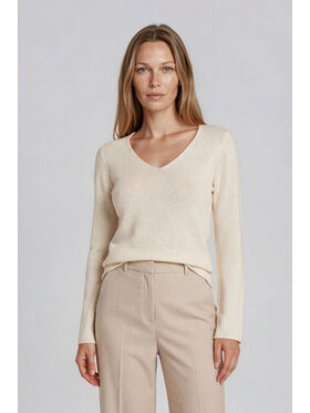 Fobya Fobya Bluzka F3035 Kremowy Basic Fit