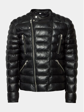 Serge Pariente Serge Pariente Кожено яке Gladiator Doudoune Черен Slim Fit