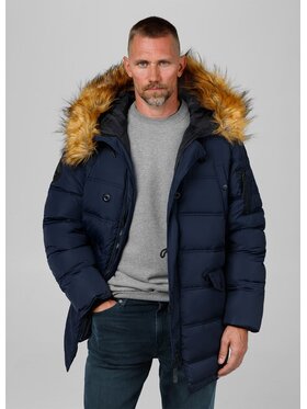 PITBULL PITBULL Kurtka zimowa Kurtka zimowa parka męska z kapturem Kingston M Granatowy Regular Fit