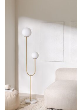 MIAhome MIAhome Lampa podłogowa złota podwójna HALM 157 cm Złoty
