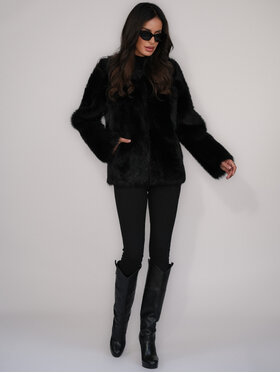 FAN LEATHER FAN LEATHER Kożuch naturalny Dwustronny 70 Czarny Loose Fit