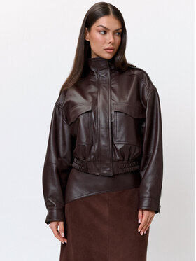 FAN LEATHER FAN LEATHER Kurtka skórzana JTLW854-50 Brązowy Loose Fit