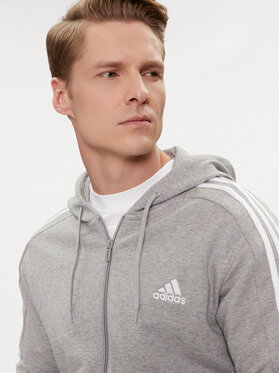 Adidas Jopa Essentials French Terry 3-Stripes Full-Zip Hoodie IC9833 Siva Regular Fit