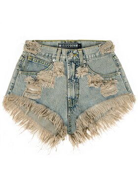 MissDenim MissDenim Szorty jeansowe High Waist Beżowy Regular Fit