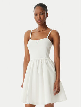 Tommy Jeans Tommy Jeans Лятна рокля DW0DW22352 Бял Slim Fit