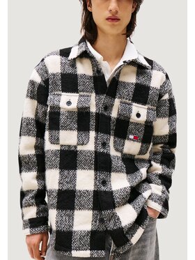 Tommy Jeans Tommy Jeans Giacca di pelle TJM CHECK OVERSHIRT Nero Over Fit