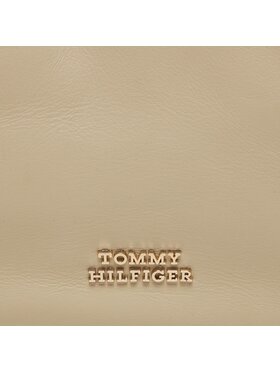 Tommy Hilfiger Ročna Torba Pushlock Leather Hobo AW0AW16073 Bež