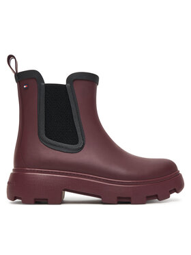 Tommy Hilfiger Tommy Hilfiger Gumene čizme Flag Ankle Warm Lining FW0FW08974 Tamnocrvena