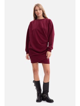 BeWear BeWear Sukienka dzianinowa b298 Bordowy Baggy Fit