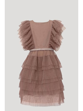 SLY SLY Sukienka elegancka 5W-04B Beżowy Comfortable Fit