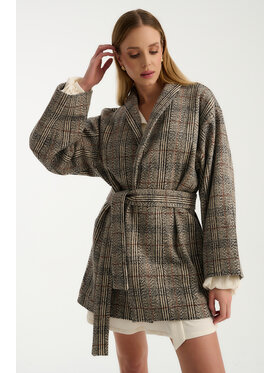 TRIPLES TRIPLES Płaszcz Kimono Boston Szary Classic Fit