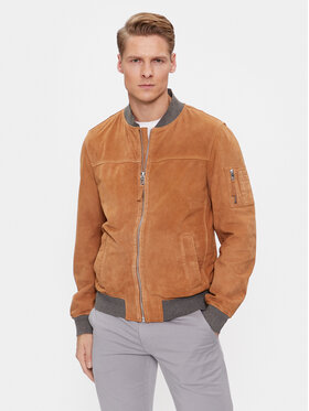 Milestone Milestone Кожено яке Amadeo 411607 60370 Кафяв Regular Fit