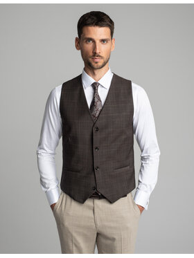 Borgio Borgio Kamizelka garniturowa Venosa Brązowy Slim Fit
