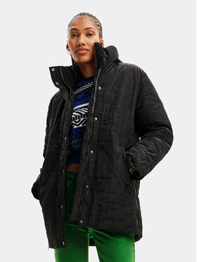 Desigual Desigual Demisezoninė striukė 23WWEW17 Juoda Regular Fit