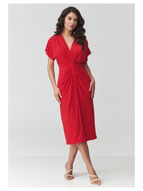 Makadamia Makadamia Sukienka codzienna M938 Czerwony Loose Fit
