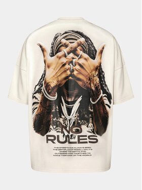 MADE BY SOCIETY MADE BY SOCIETY T-Shirt Tricou No Rules - T16854 Beżowy Basic Fit