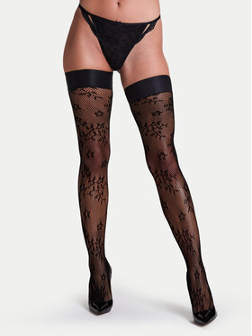 Hunkemöller Hunkemöller Augšstilba zeķes Coco Fishnet 301626 Melns